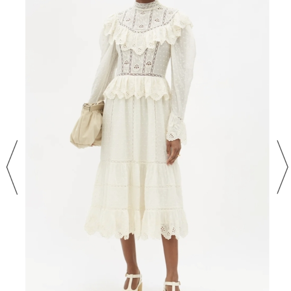 Ulla Johnson Dresses & Skirts - NWT ULLA JOHNSON Fleur Ruffle-Trimmed Swiss-Dot Midi Dress size 2